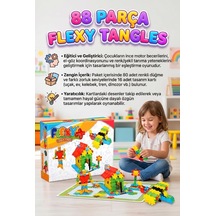 88 Parça Flexy Tangles Esnek Geometrik Şekilli Zeka Geliştiren Eğitici Yapı Oyuncak Seti