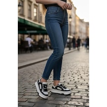 In Step Ropee Street Style Yüksek Taban Siyah Beyaz Kadın Sneaker