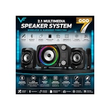 Ecco7 Btu Rgb Led Işıklı 2+1 Ses Sistemi Bluetooth Hoparlör Fm Radyolu Karaoke Mikrofonlu Speaker Tv Pc Bilgisayar Uyumlu 50w 2.1 Kanal Hafıza Kartı Ve Usb Girişli Subwoofer