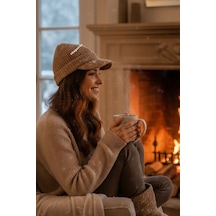 Ritagarcia Premium Soft Örgü Şapka / Bere - Siperli Kışlık Cap Şapka Camel Bej
