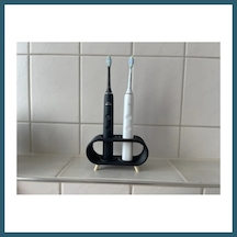 Bezos 3d Baskı Elektrikli Diş Fırçası Standı Çift Diş Fırçalık Ayaklı Modern Banyo Diş Fırçası Tutucu Siyah Ob