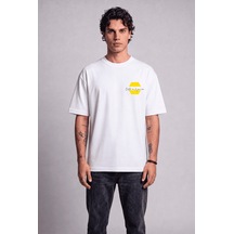 Black Nova Oversize Baskılı Unisex %100 Pamuk T-shirt Catch Me Beyaz
