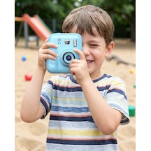 Çocuk Fotoğraf Makinesi Anında Baskı 4 Kağıt Rulo Hediye Mavi