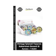 Ayna Vintage Dekoratif Retro Hediyelik Çeyizlik İşlemeli Tasarım Kabartmalı Desenli El Aynası - 1 A