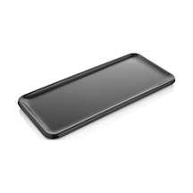 12 Adet 16x35 Cm Melamin Baton Servis Sunum Tabağı Makinede Yıkanabilir Dikdörtgen Mimoza Siyah Beyaz