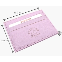 Westpolo Hakiki Deri Slim İnce Unisex Kartlık - Açık Lavanta Pembesi