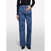 Sisley %100 Pamuk Baskılı Normal Bel Relaxed Fit Denim Pantolon Kadın Haki Yeşili Pantolon - 325a4w9klf07l