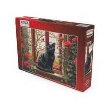 Nova Puzzle 1000 Parçalı Pencere Önündeki Siyah Kedi Puzzle - 41202