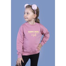 Toontoy Kız Çocuk Sırtı Baskılı Sweatshirt Gülkurusu