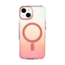 Apple iPhone Uyumlu 14 Kılıf Renk Geçişli Magsafe Kamera Yükseltili Silikon Pazarplus Rose Gold