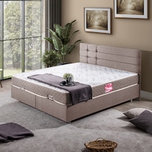 Viyana Çift Kişilik Baza Başlık Letto Yatak Seti - Açık Kahve 180 x 200