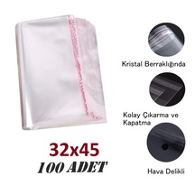 32x40+5 Berrak O.p.p. Toz Tutmayan Yapışkan Bantlı Saklama Poşeti 100 Adet