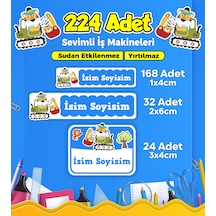 İş Makineleri Temalı Okul Kreş Kişiye Özel İsim Etiket Seti - Model 255 Çok Renkli