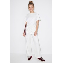 Shade Kadın Fularlı Bağlama Detaylı T-shirt Yüksek Bel Pantolon Alt-üst Takım 7630 60286041 - Beyaz