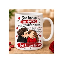 Aşk Tasarımlı Kupa Bardak Beyaz Beyaz