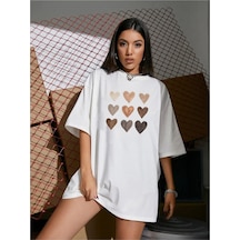 Baskı Oversize T-shirt Beyaz