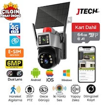 O-kam 7015 3mp+3mp 6mp 4g E-sim Kartlı Solar Panelli 2 Lens Alert Ptz + 64gb Sd Kart Dahil