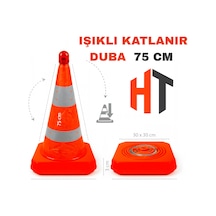 Katlanabilir Duba 75 Cm - Katlanabilir Kolay Kurulum Işıklı Flaşörlü Reflektörlü Duba