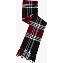 Koton Basic Uzun Ekoseli Atkı İnce Püskül Detaylı Bordo 3wam50058aa 3WAM50058AA457 Bordo