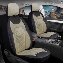 Honda Cr-v Oto Koltuk Kılıfı 5'li Set Lüks Deri, Kadife Detaylı Prosev Model Bej Siyah 97-18