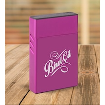 Bk Gift Kişiye Özel Mor Slim Boy Metal Sigara Kutusu-5 Siyah
