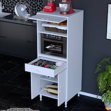 Modilayn Oslo 60x162,4x56 Cm, 1 Çekmece, 3 Kapaklı. Ekmeklik / Fırın / Mikrodalga Dolabı. Beyaz
