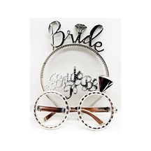 Mey İthalat Bride Yazılı Taç Ve Bride To Be Yazılı Gözlü Seti Gümüş Renk