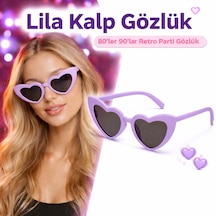 Bezos Mor Lila Retro Kalp Gözlük 80 Ler 90 Lar Stil Parti Gözlüğü