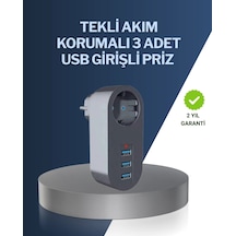 Çocuk Korumalı Termal Priz 3'lü Usb Şarj Ve Akım Koruması 1