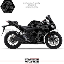 Yamaha R25 2019-2024 Kaplama Sticker Şimşek Yıldırım Motor Kaplama Modeli Hazır Kit 2019 / 2023 Uyumlu Gri