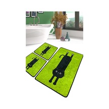 Comfort Yeşil Banyo Halısı Djt 3 Lü Set Banyo Halısı Paspas Yıkanabilir Kaymaz Çok Renkli