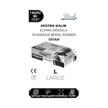 Nitril Siyah Power Muayene Eldiveni L - 1 Paket 50'li