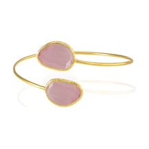 Kadir Jewellery 22 Ayar Altın Kaplama Zirkon Taşlı Ayarlanabilir Trend Bilezik Pembe