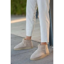 Pierre Cardin 52126 Süet İçi Kürklü Mini Boy Bilekte Kısa Kadın Bot Bej