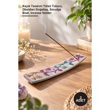 2 Adet Obsidian Taşı Kayık Tütsülük Kayık Tasarım Tütsü Tutucu, Obsidian Doğaltaş, Smudge Boat, Incense Holder