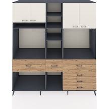 Kronos Dolap 11 Raflı 6 Çekmeceli 4 Kapaklı 220x59x243 Antrasit-aytaşı/çam Aytası/atlas Çam