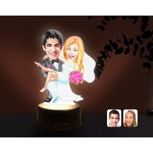 Kişiye Özel Evleniyoruz Karikatürlü Dekoratif 3D Biblo Led Işıklı (481495102)