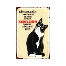 Kuşe Kağıt Duvar Posteri Kedilerin Sadece Köleleri Olur Retro Vintage Drtr0033