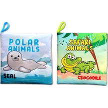 2 Kitap Tox İngilizce Kutup Hayvanları Ve Safari Hayvanları Kumaş Sessiz Kitap E125 E130 - Bez Kitap , Eğitici Oyuncak , Yumuşak Ve Hışırtılı