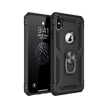 Apple iPhone Uyumlu,  Xs Max Kılıf Sofya Yüzüklü Silikon Kapak - Siyah