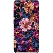 Samsung Galaxy S24 Uyumlu Çiçek Örgüsü Baskılı Silikon Kılıf Renkli