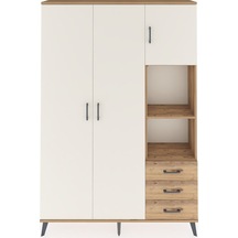 Arges Dolap 5 Raflı 3 Çekmeceli Tek Askılı 132x30x195 Çam-aytaşı/çam Aytası/atlas Çam