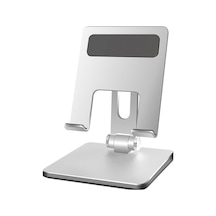 Alüminyum Mobil Ve Tablet Ayakçısı - Katlanabilir, Sağlam, Kaymaz - Açı Ayarlı Gümüş Renkli