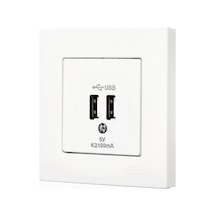 Beyaz 2 Usb Çıkışlı 5v Şarj Prizi İle Modern Elektrik Çözümü
