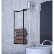 lyla concept Tulipa Metal Duvara Monte Uzun Havlu Rafı Fonksiyonel Havluluk Siyah