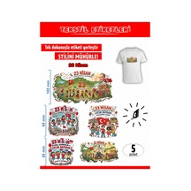 Ütü İle Yapışan Kıyafet Etiketi 23 Nisan 5li Set Karışık