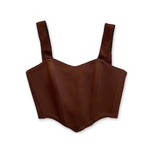 L'aura Corset Kahverengi Kalp Yaka Bayan Korse Büstiyer