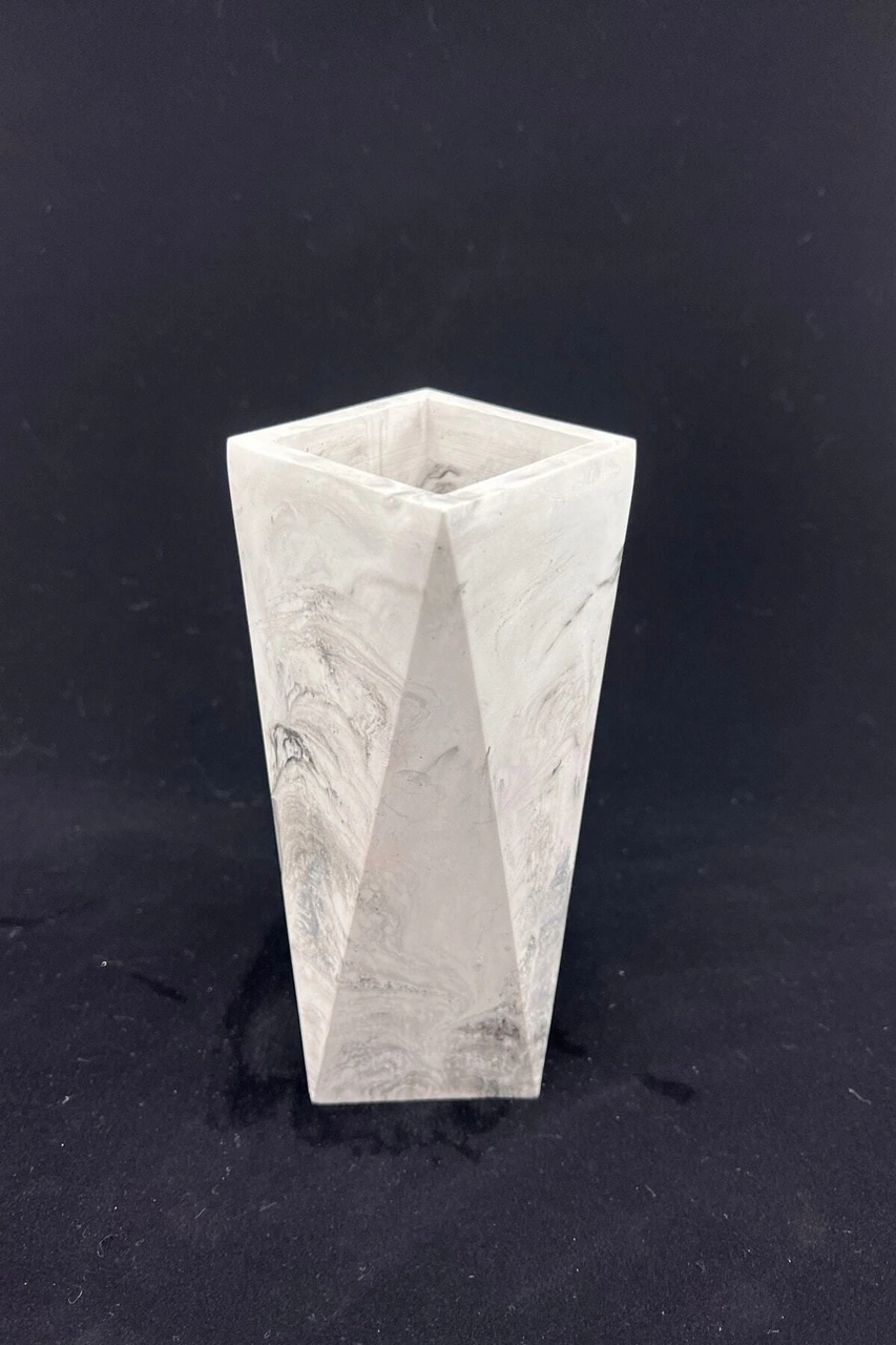 El Yapımı Beton Vazo Dekoratif Saksı Aksesuar Çiçeklik 20x7 Cm Naturel