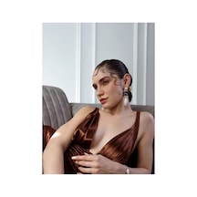 Lunarie Siyah Nazar Göz Gold Çerçeve Damla Taşlı Sallantılı Küpe