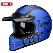 Beasley Z502 Ece Sertifikalı Motocross Kapalı Motosiklet Kaskı Mavi - Siyah